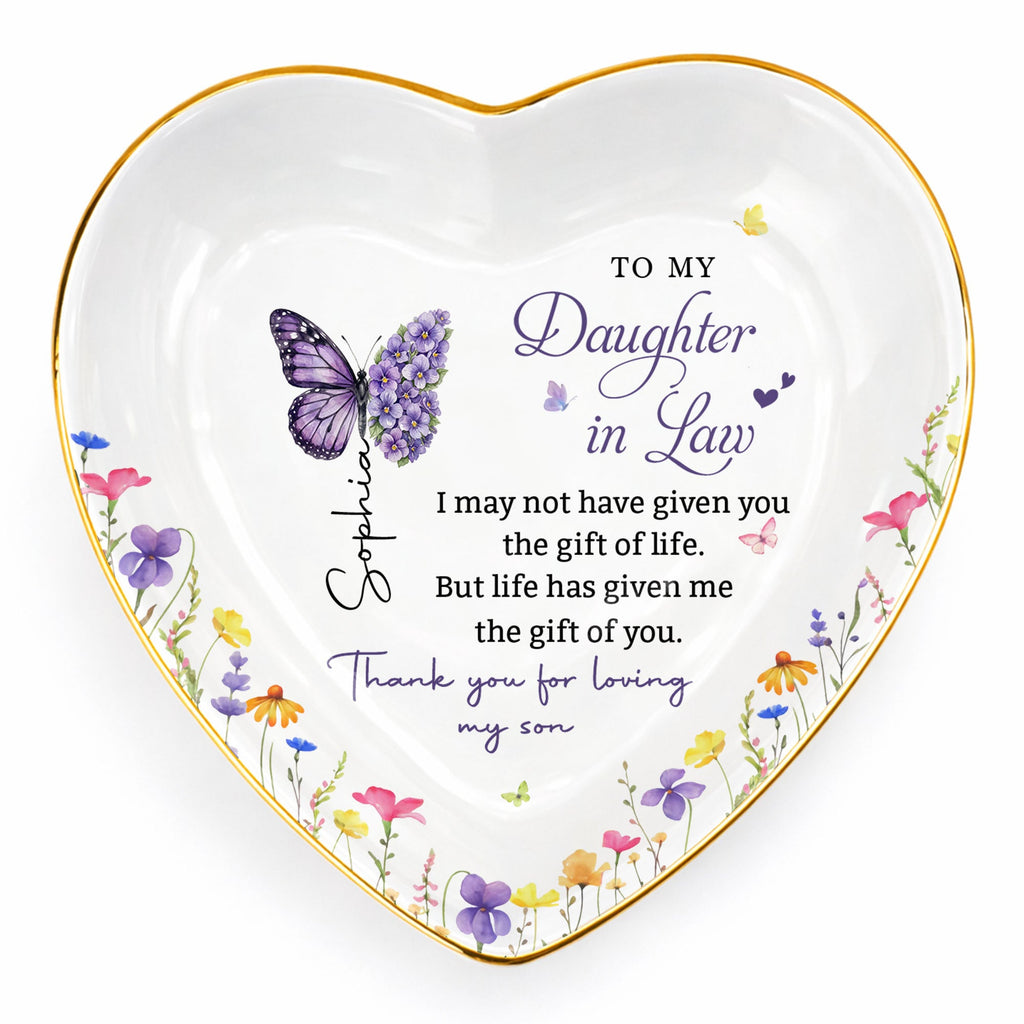 Personalized Heart Jewelry Dish Custom Name Gift for Daughter-in-Law Heart Jewelry Dish GradoCreations