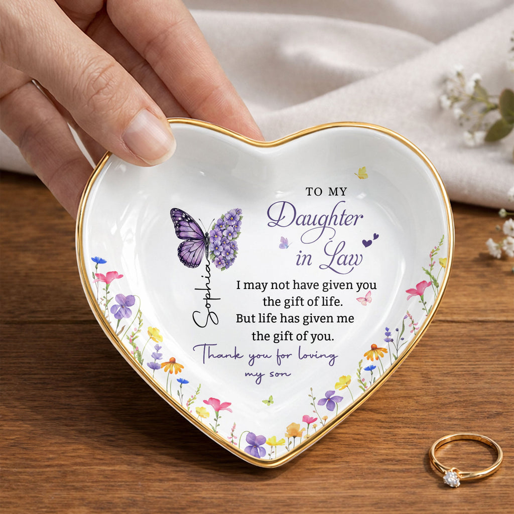 Personalized Heart Jewelry Dish Custom Name Gift for Daughter-in-Law Heart Jewelry Dish GradoCreations