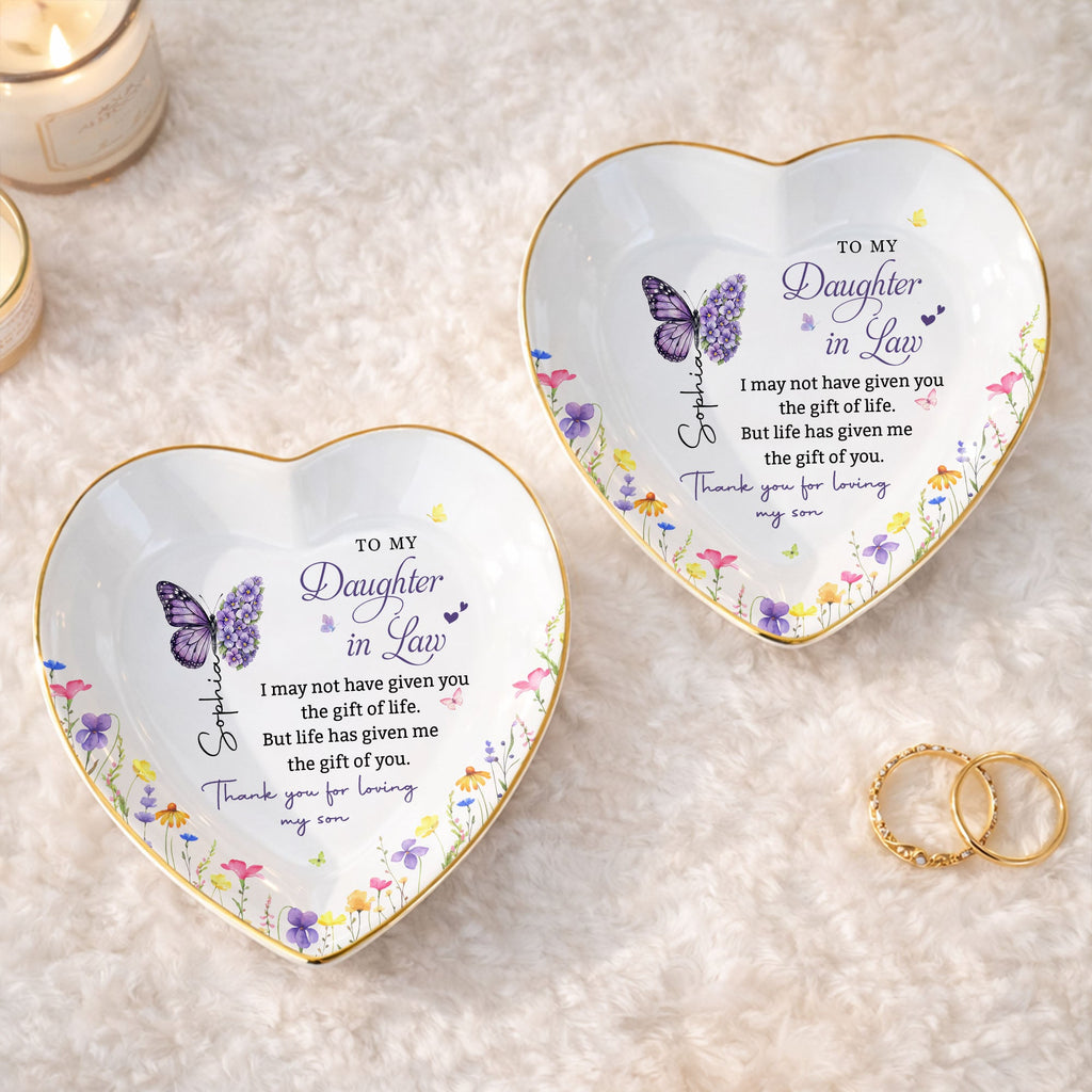 Personalized Heart Jewelry Dish Custom Name Gift for Daughter-in-Law Heart Jewelry Dish GradoCreations