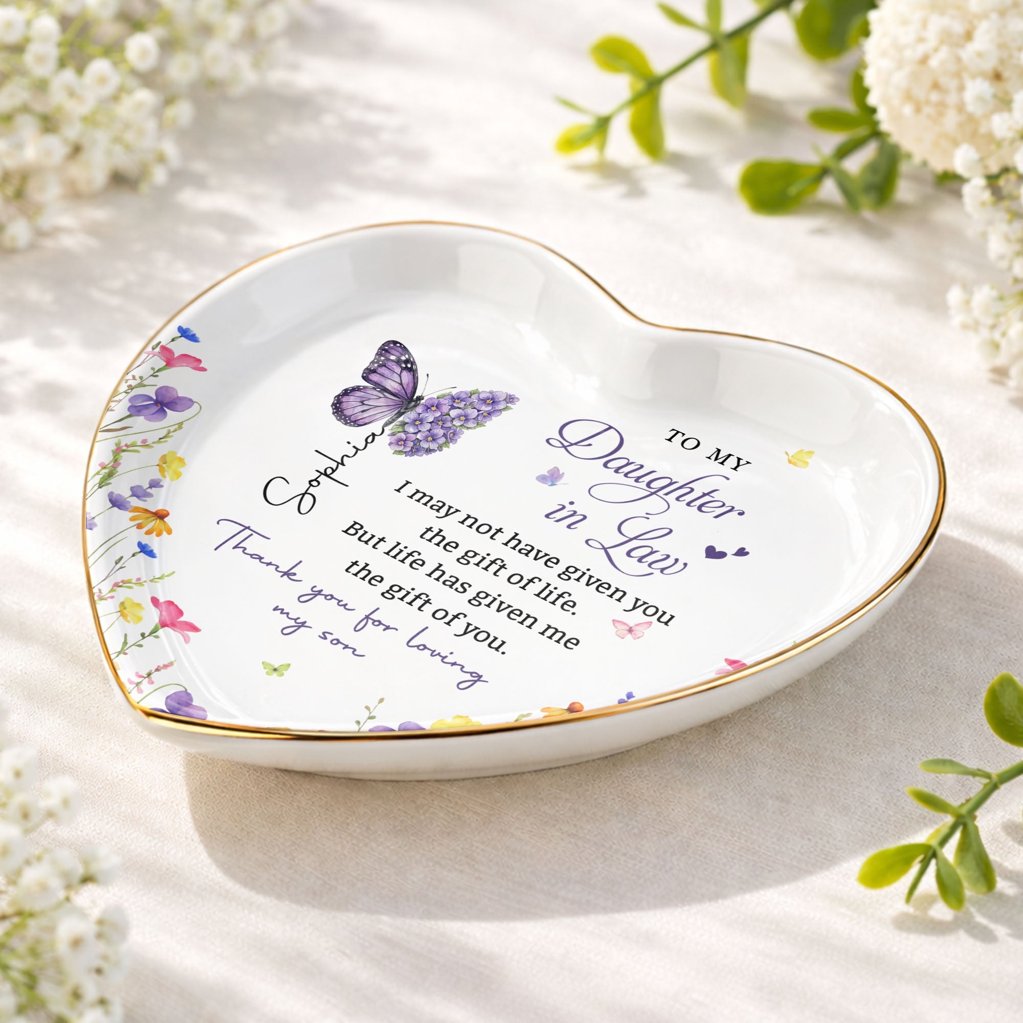 Personalized Heart Jewelry Dish Custom Name Gift for Daughter-in-Law Heart Jewelry Dish GradoCreations