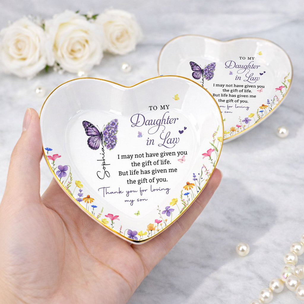 Personalized Heart Jewelry Dish Custom Name Gift for Daughter-in-Law Heart Jewelry Dish GradoCreations