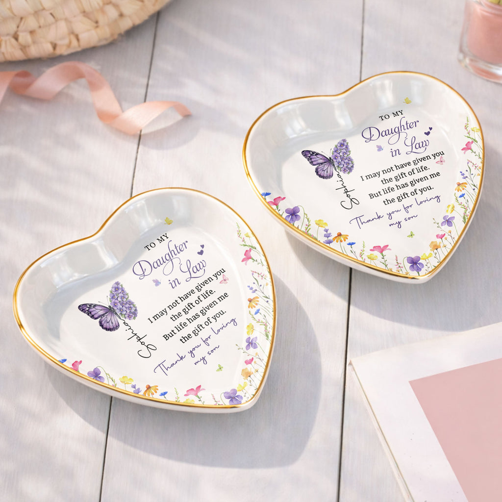 Personalized Heart Jewelry Dish Custom Name Gift for Daughter-in-Law Heart Jewelry Dish GradoCreations
