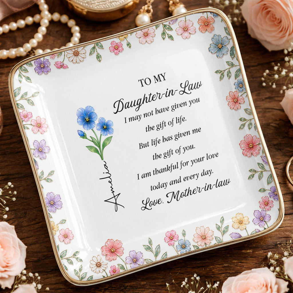 Personalized Square Ceramic Jewelry Dish Custom Gift for Daughter-in-Law Jewelry Dish GradoCreations
