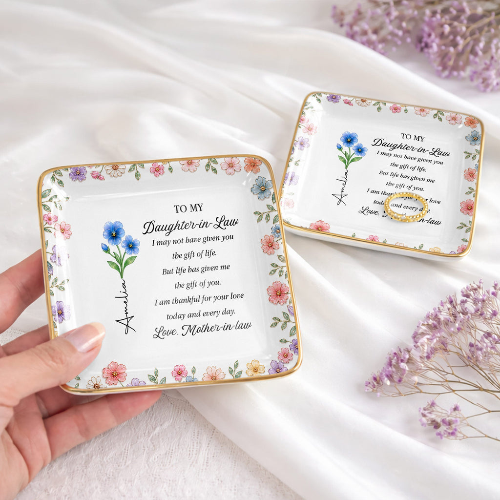 Personalized Square Ceramic Jewelry Dish Custom Gift for Daughter-in-Law Jewelry Dish GradoCreations