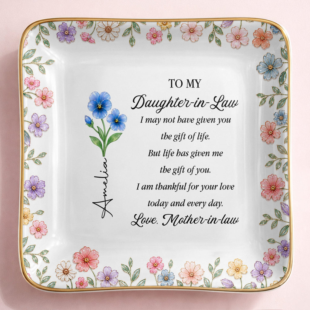 Personalized Square Ceramic Jewelry Dish Custom Gift for Daughter-in-Law Jewelry Dish GradoCreations