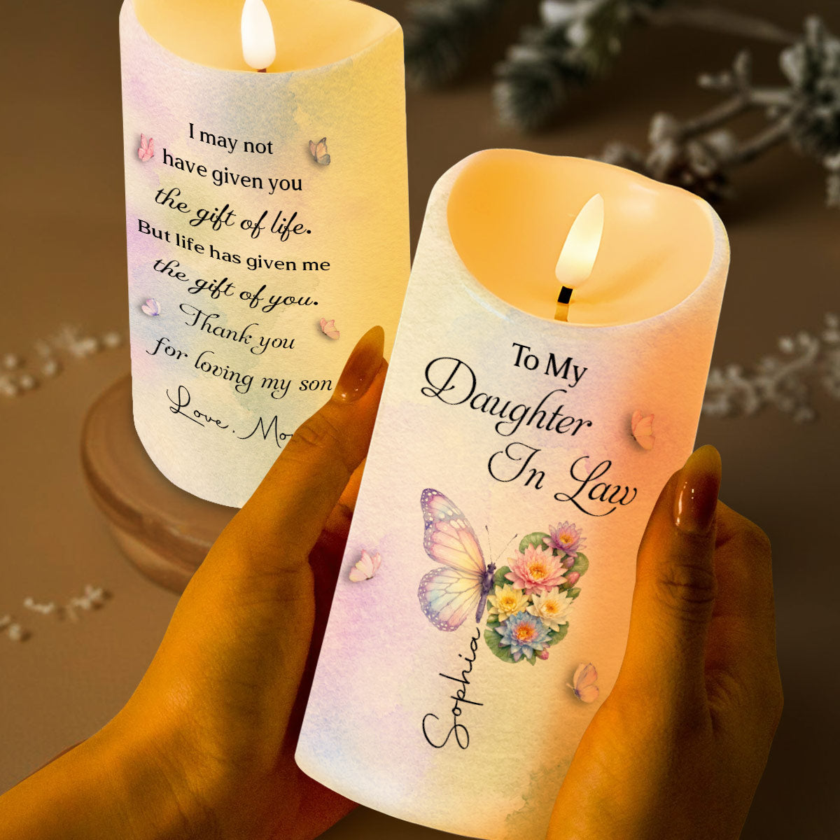 Personalized LED Candle Custom Name Gift for Daughter-in-Law LED Candle GradoCreations