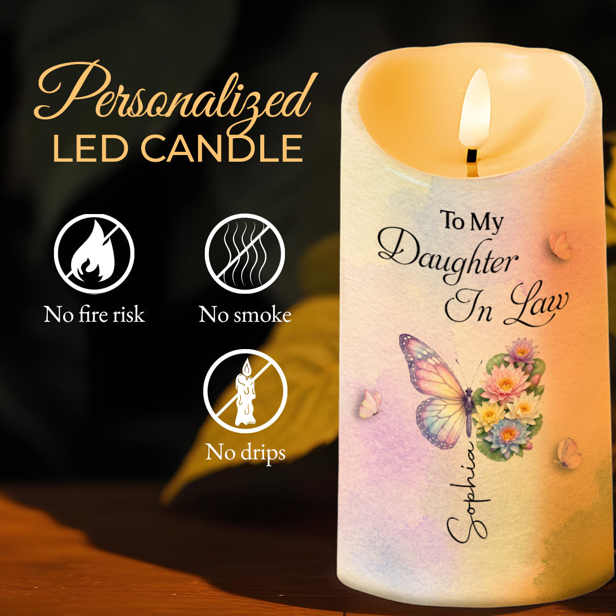 Personalized LED Candle Custom Name Gift for Daughter-in-Law LED Candle GradoCreations
