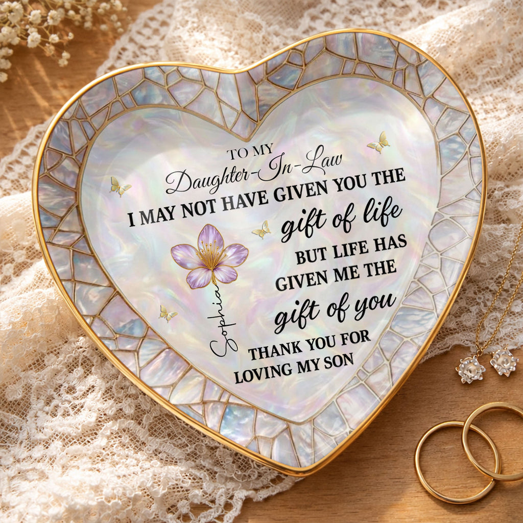 Personalized Heart Jewelry Dish Custom Name Gift for Daughter-in-Law Heart Jewelry Dish GradoCreations