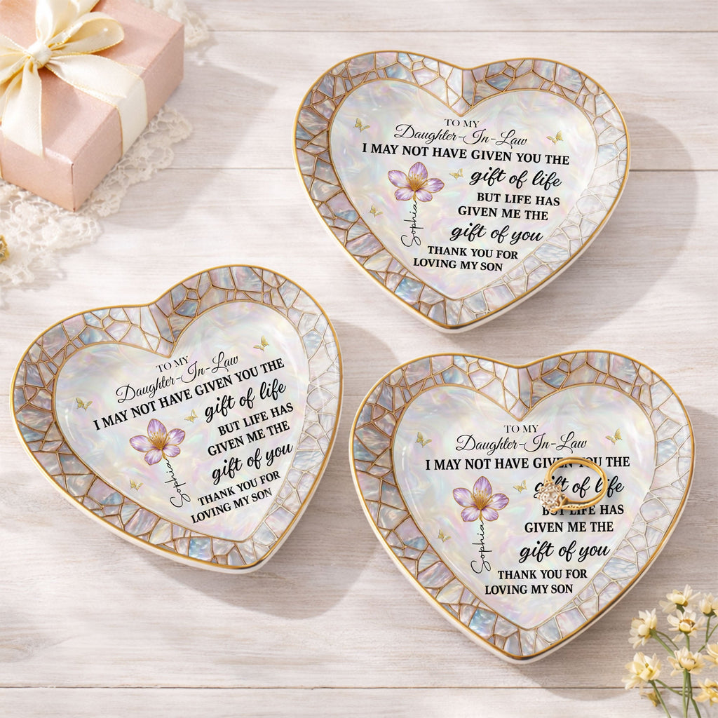 Personalized Heart Jewelry Dish Custom Name Gift for Daughter-in-Law Heart Jewelry Dish GradoCreations