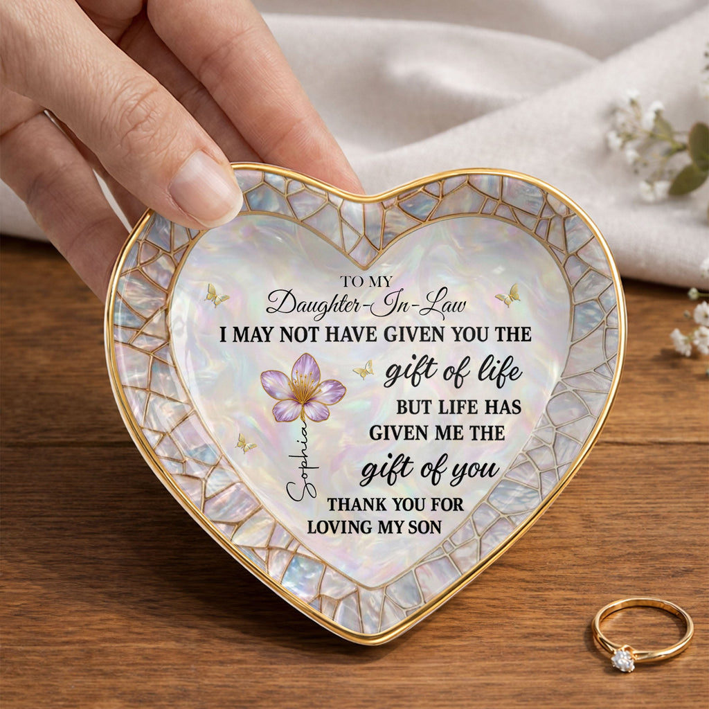 Personalized Heart Jewelry Dish Custom Name Gift for Daughter-in-Law Heart Jewelry Dish GradoCreations