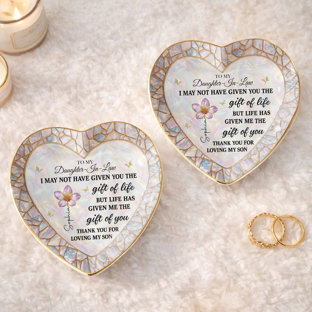 Personalized Heart Jewelry Dish Custom Name Gift for Daughter-in-Law Heart Jewelry Dish GradoCreations
