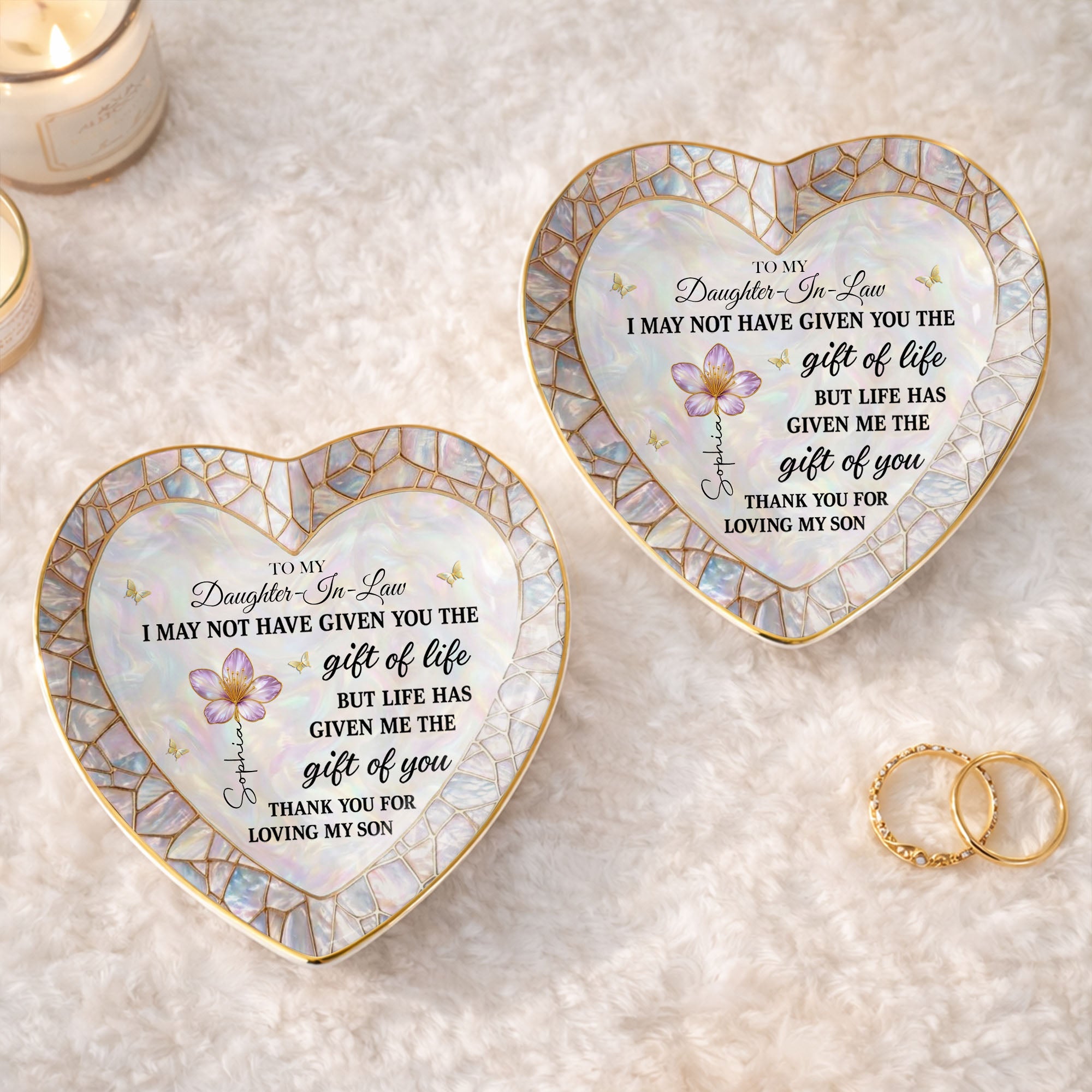 Personalized Heart Jewelry Dish Custom Name Gift for Daughter-in-Law Heart Jewelry Dish GradoCreations