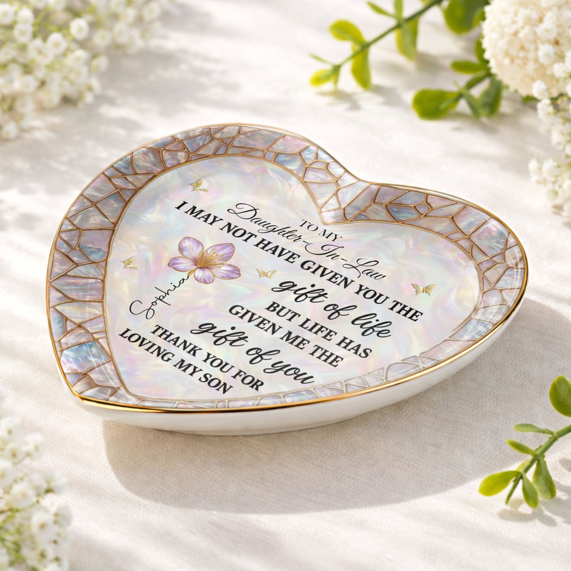 Personalized Heart Jewelry Dish Custom Name Gift for Daughter-in-Law Heart Jewelry Dish GradoCreations