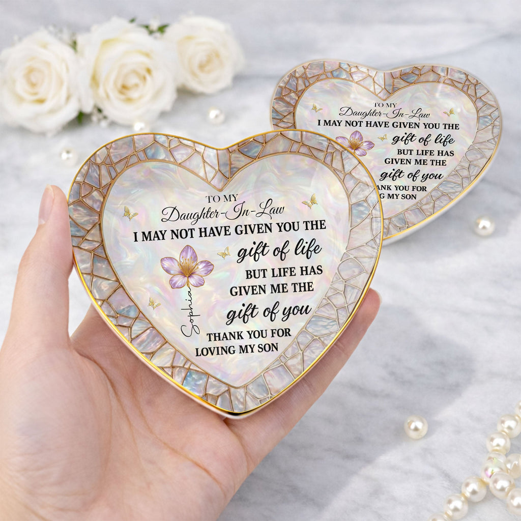 Personalized Heart Jewelry Dish Custom Name Gift for Daughter-in-Law Heart Jewelry Dish GradoCreations