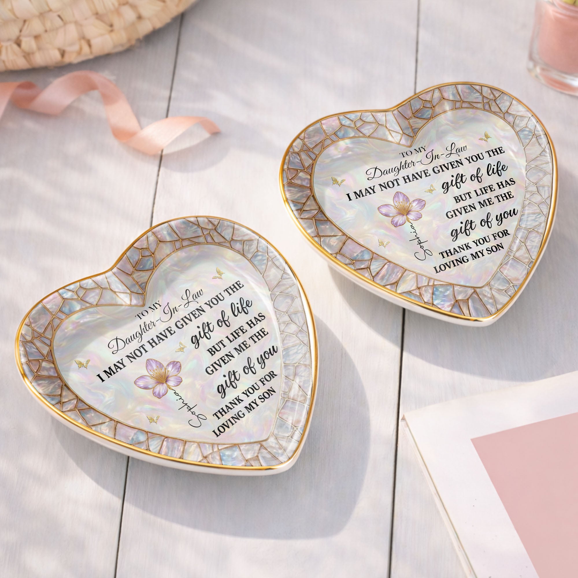 Personalized Heart Jewelry Dish Custom Name Gift for Daughter-in-Law Heart Jewelry Dish GradoCreations