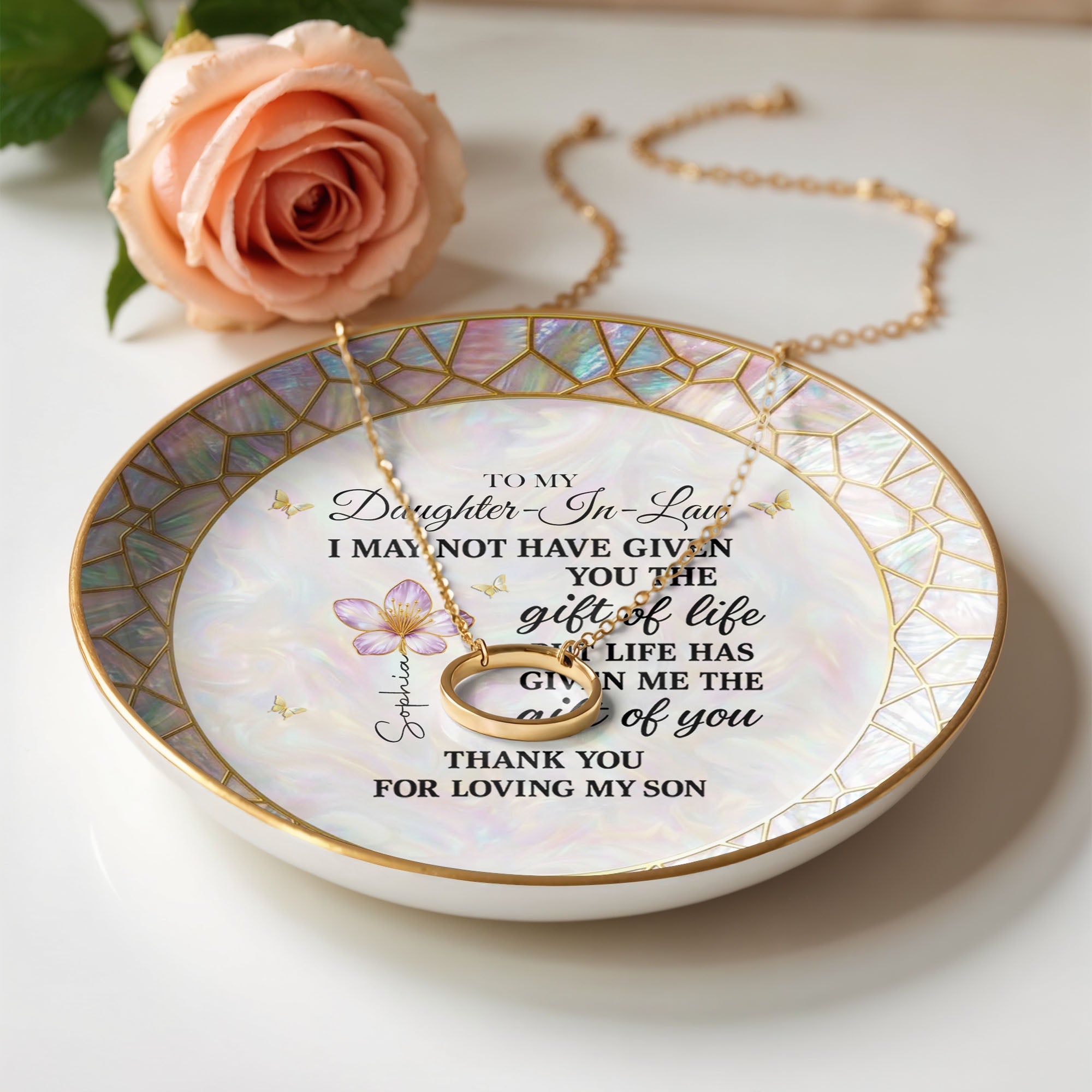 Personalized Jewelry Dish Custom Message for Daughter-in-Law Gift Jewelry Dish GradoCreations
