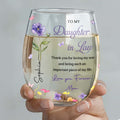 Personalized Stemless Wine Glass Custom Name Gift for Daughter-in-Law Wine Glasses GradoCreations