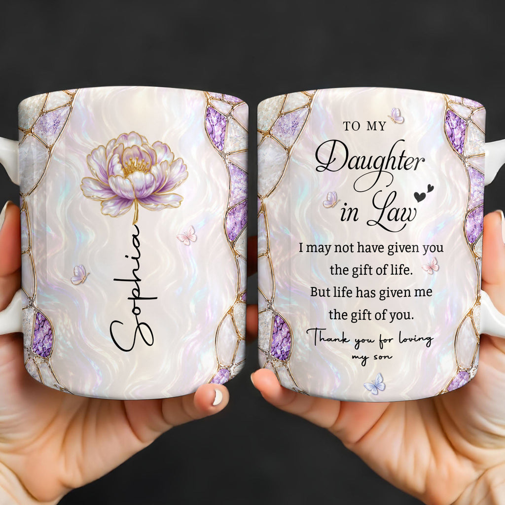 Personalized Coffee Mug Birth Month Flower Gift for Daughter-in-Law Edge-to-edge Mug GradoCreations