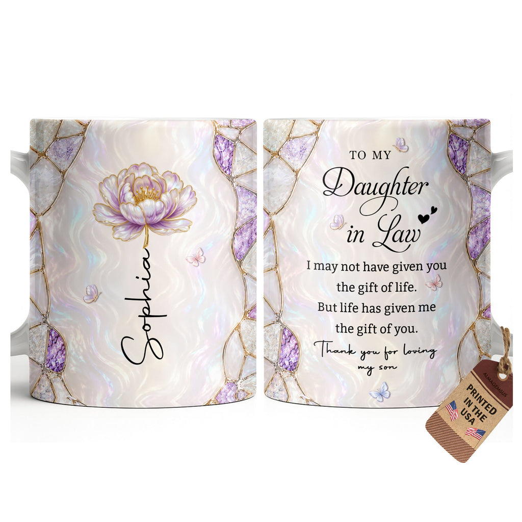 Personalized Coffee Mug Birth Month Flower Gift for Daughter-in-Law Edge-to-edge Mug GradoCreations