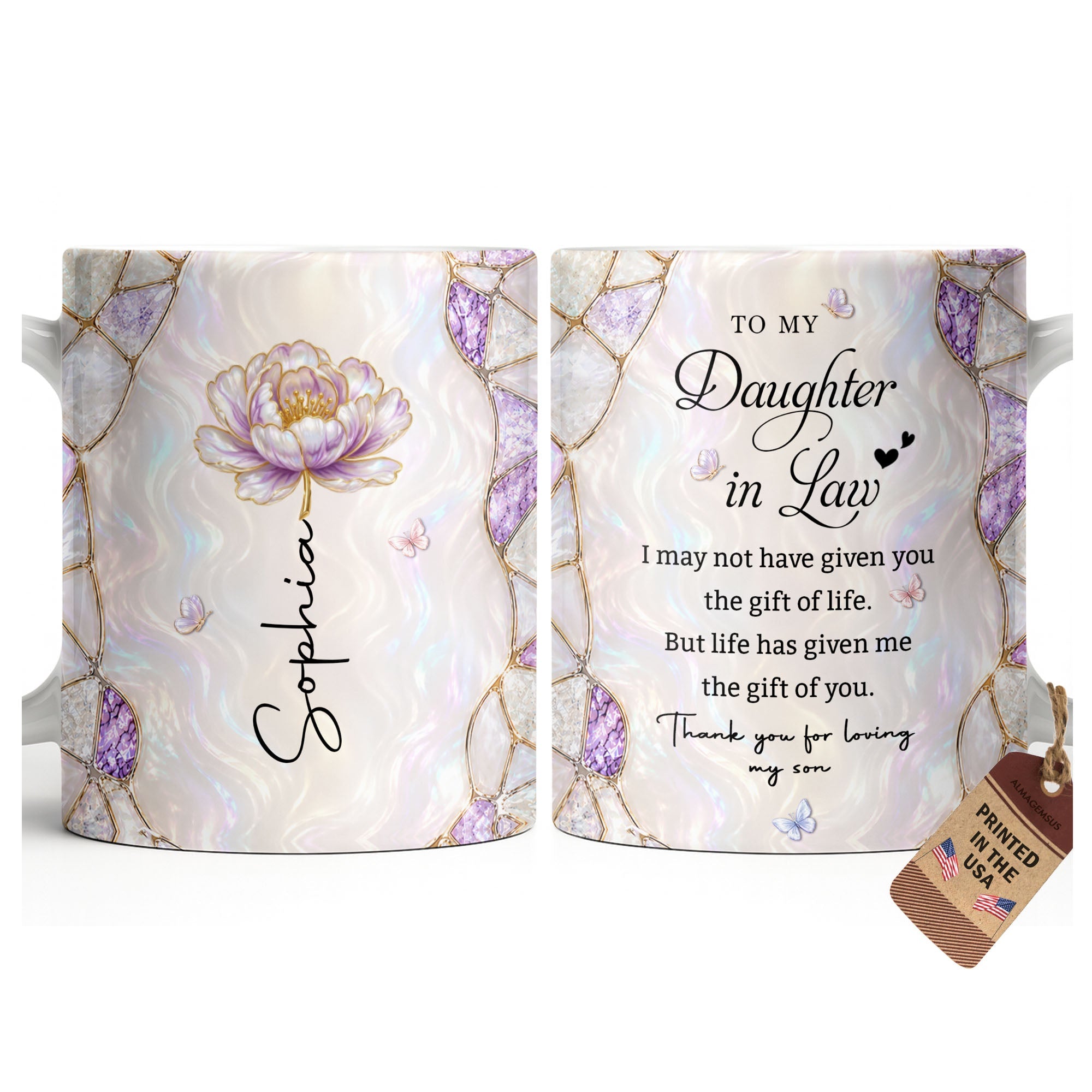 Personalized Coffee Mug Birth Month Flower Gift for Daughter-in-Law Edge-to-edge Mug GradoCreations