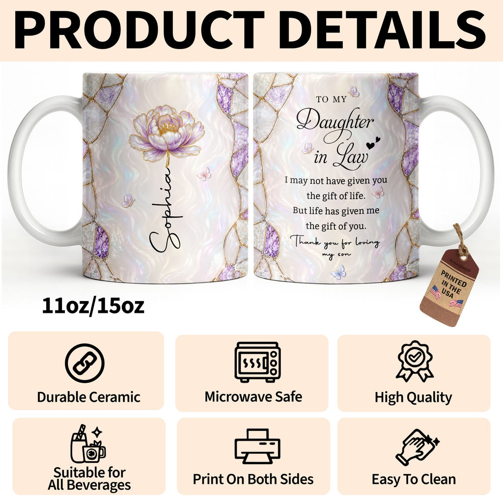 Personalized Coffee Mug Birth Month Flower Gift for Daughter-in-Law Edge-to-edge Mug GradoCreations