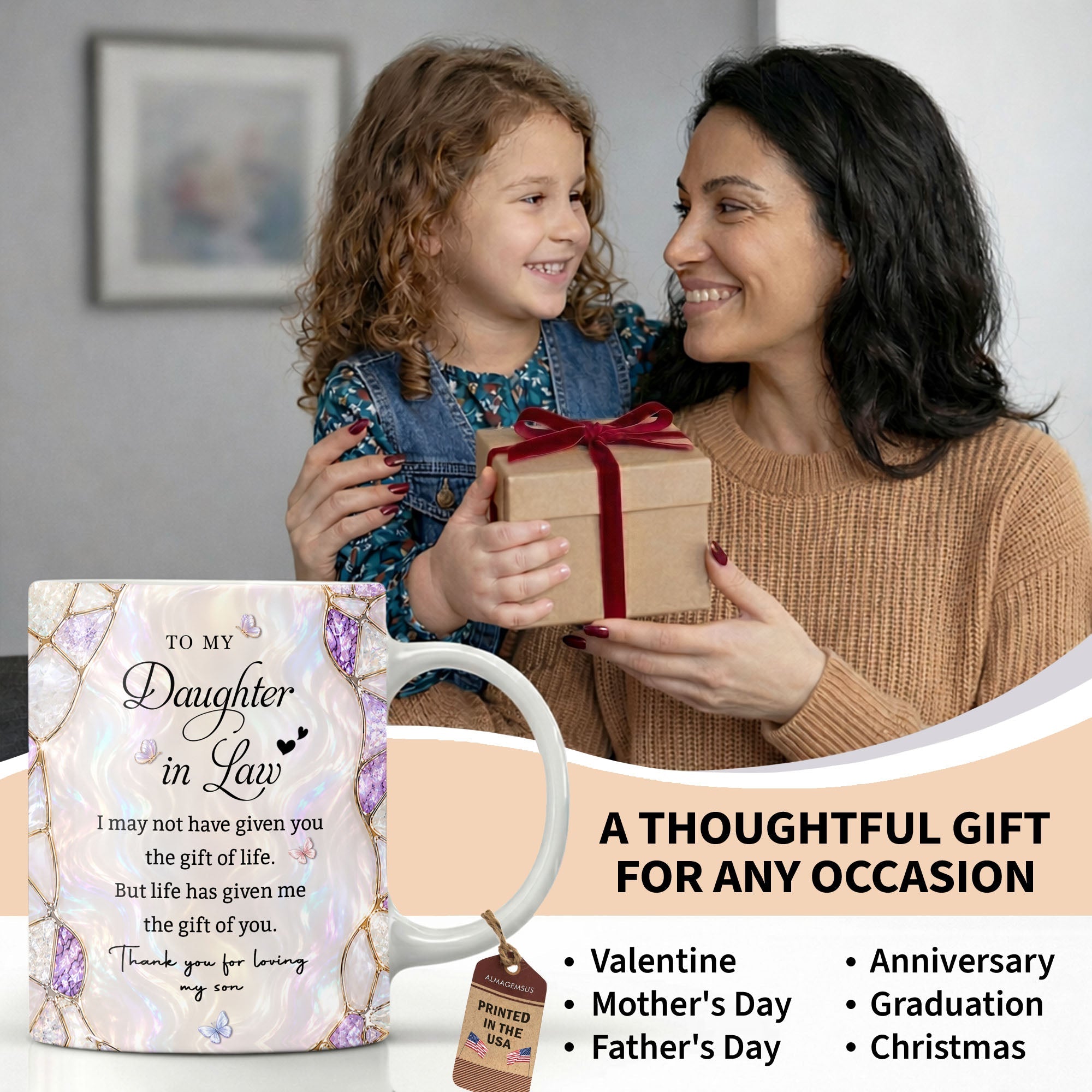 Personalized Coffee Mug Birth Month Flower Gift for Daughter-in-Law Edge-to-edge Mug GradoCreations