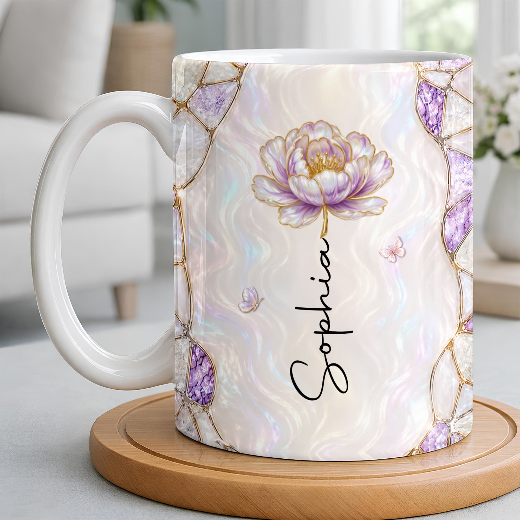 Personalized Coffee Mug Birth Month Flower Gift for Daughter-in-Law Edge-to-edge Mug GradoCreations
