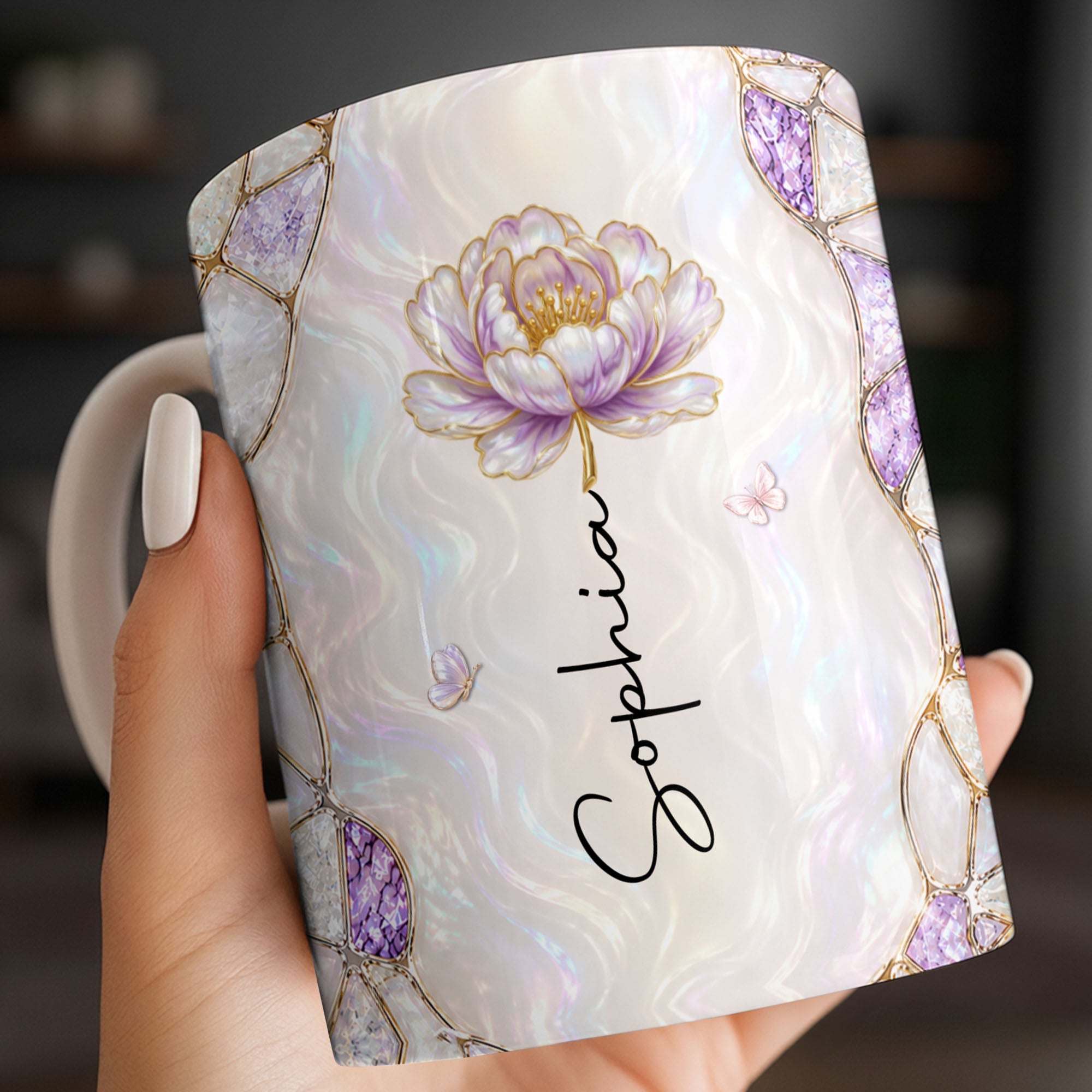 Personalized Coffee Mug Birth Month Flower Gift for Daughter-in-Law Edge-to-edge Mug GradoCreations