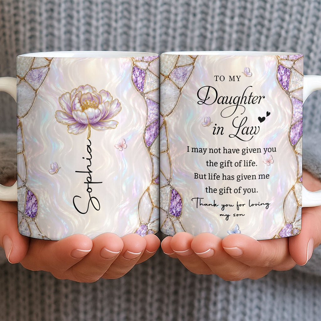 Personalized Coffee Mug Birth Month Flower Gift for Daughter-in-Law Edge-to-edge Mug GradoCreations