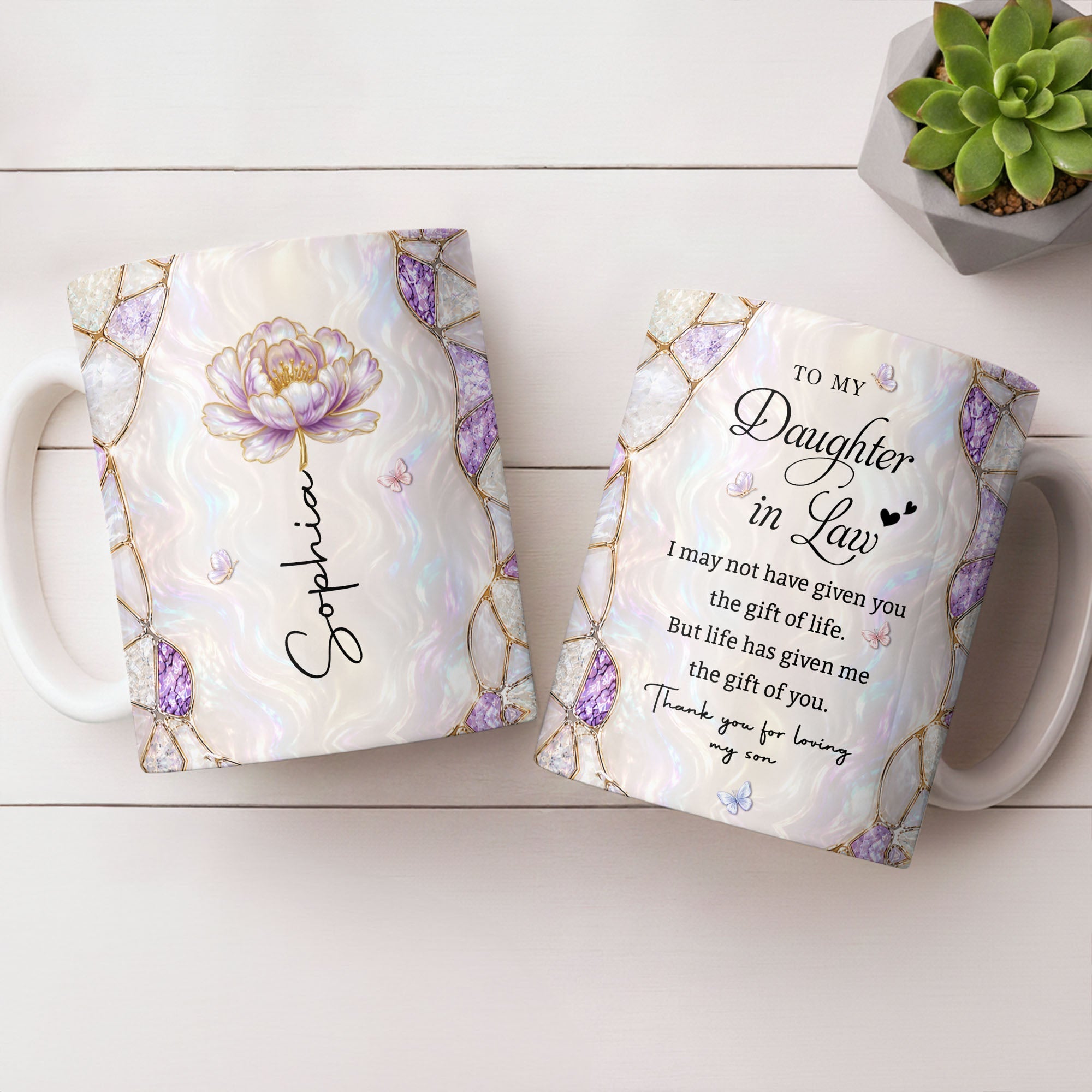 Personalized Coffee Mug Birth Month Flower Gift for Daughter-in-Law Edge-to-edge Mug GradoCreations
