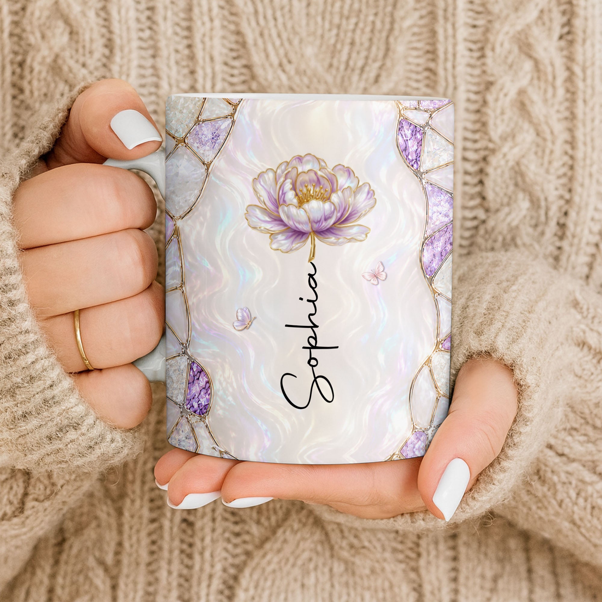 Personalized Coffee Mug Birth Month Flower Gift for Daughter-in-Law Edge-to-edge Mug GradoCreations