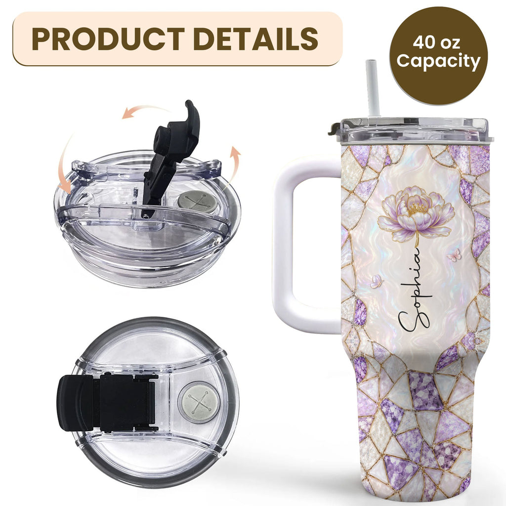 Personalized 40oz Tumbler with Birth Month Flower Gift for Daughter-in-Law 40oz Tumbler GradoCreations