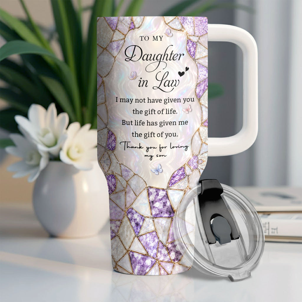 Personalized 40oz Tumbler with Birth Month Flower Gift for Daughter-in-Law 40oz Tumbler GradoCreations