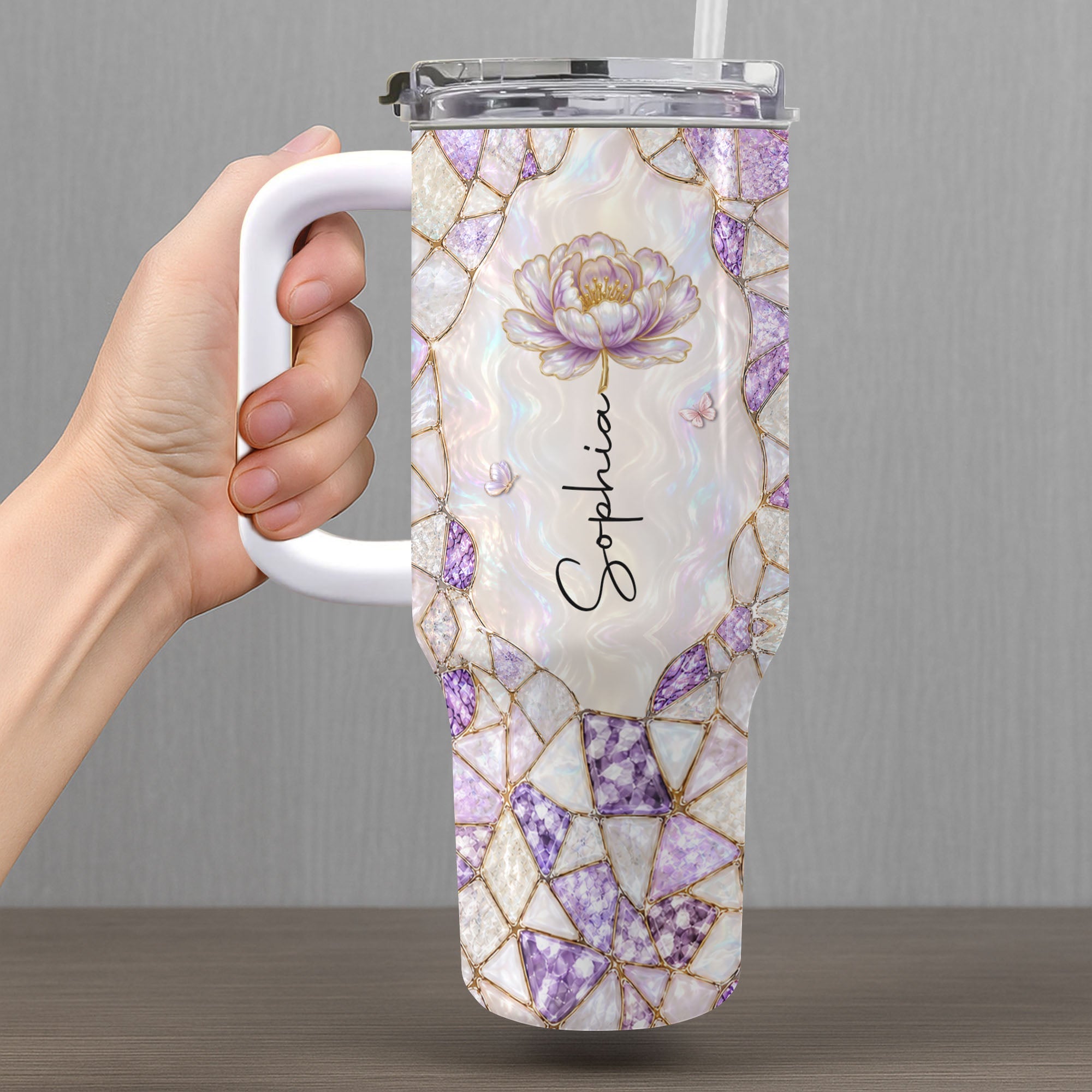 Personalized 40oz Tumbler with Birth Month Flower Gift for Daughter-in-Law 40oz Tumbler GradoCreations