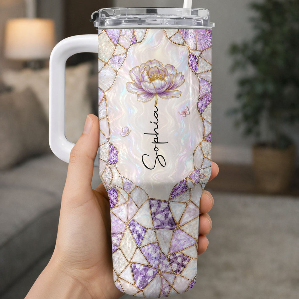 Personalized 40oz Tumbler with Birth Month Flower Gift for Daughter-in-Law 40oz Tumbler GradoCreations