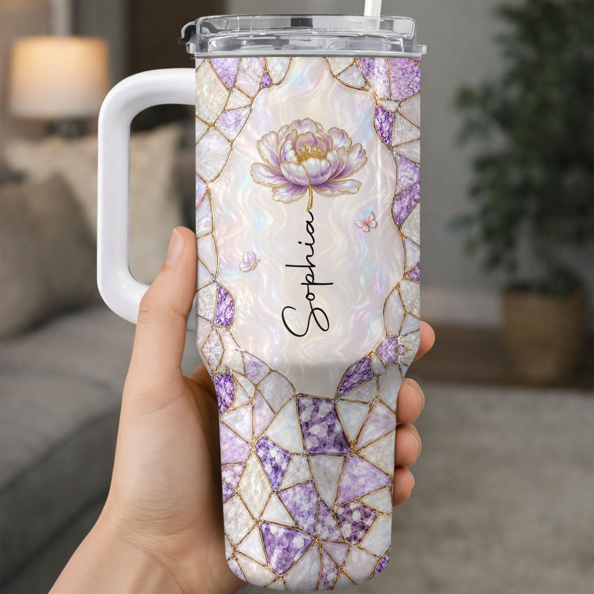 Personalized 40oz Tumbler with Birth Month Flower Gift for Daughter-in-Law 40oz Tumbler GradoCreations