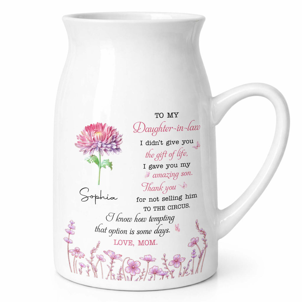 Personalized Ceramic Flower Vase Custom Gift for Daughter-in-Law
