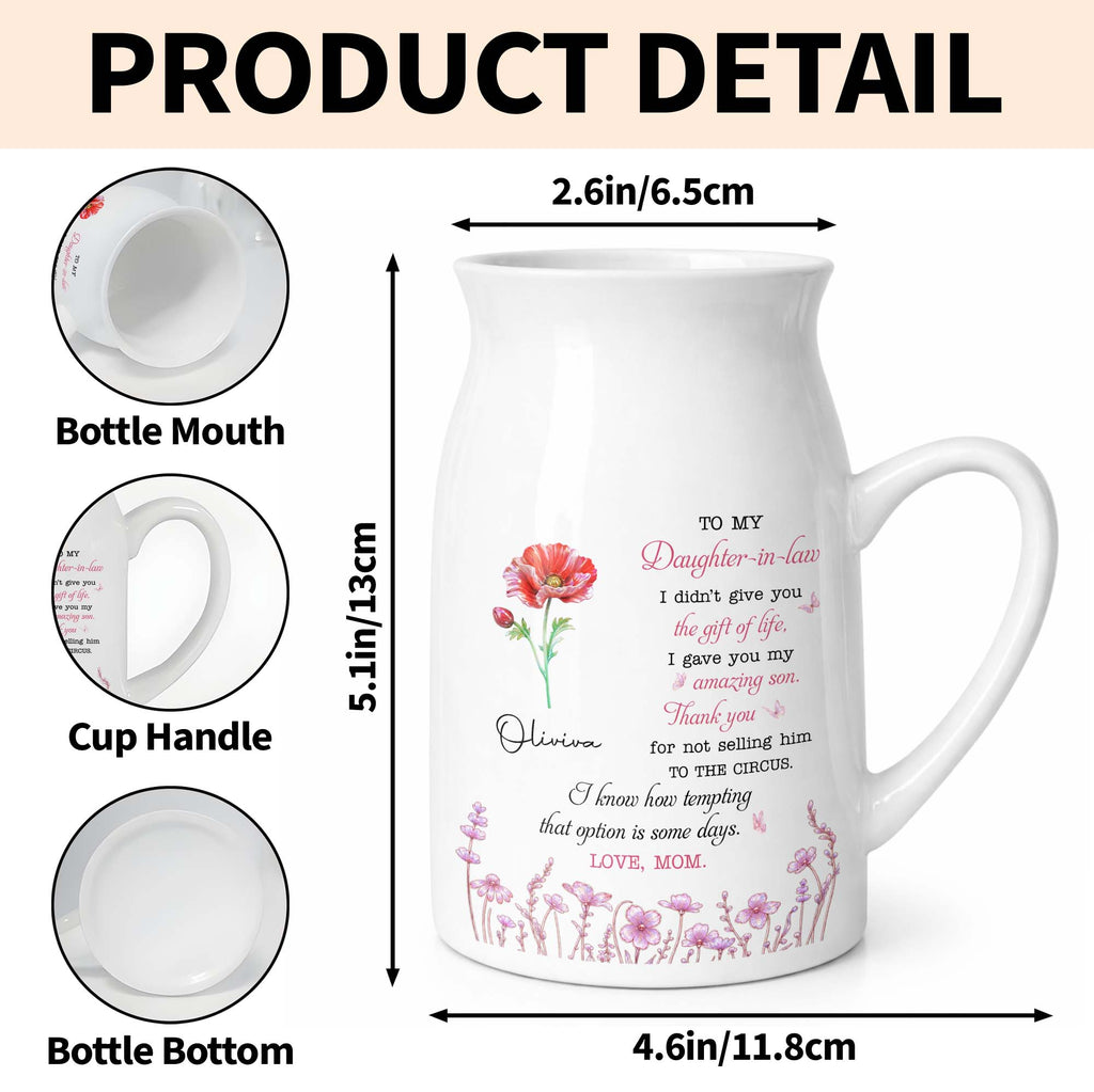 Personalized Ceramic Flower Vase Custom Gift for Daughter-in-Law