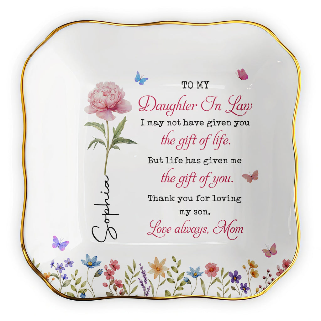 Personalized Lace Jewelry Dish Custom Name Gift for Daughter-in-Law Lace Square Jewelry Dish GradoCreations