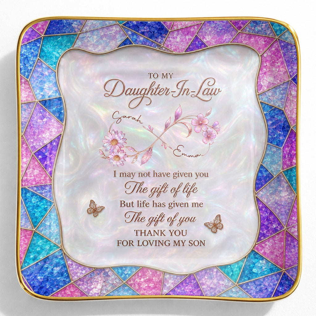 Personalized Jewelry Dish Custom Flowers Gift for Daughter-in-Law