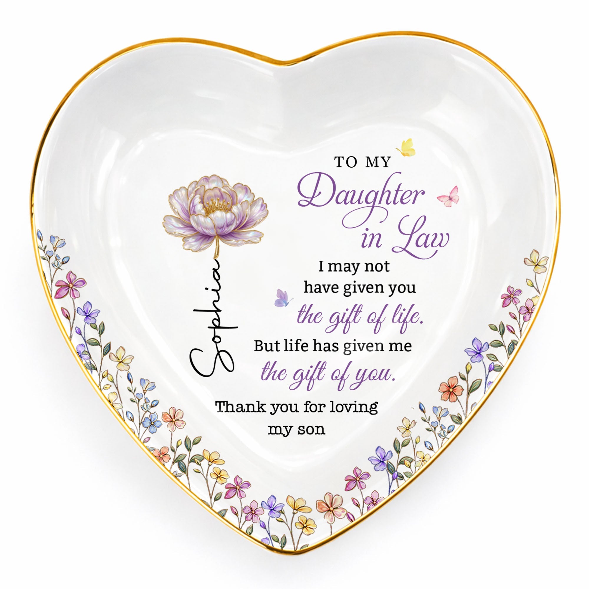 Personalized Heart Jewelry Dish Custom Name Gift for Daughter-in-Law Heart Jewelry Dish GradoCreations