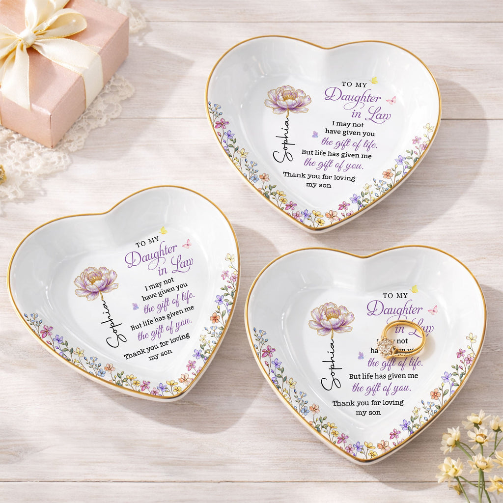 Personalized Heart Jewelry Dish Custom Name Gift for Daughter-in-Law Heart Jewelry Dish GradoCreations
