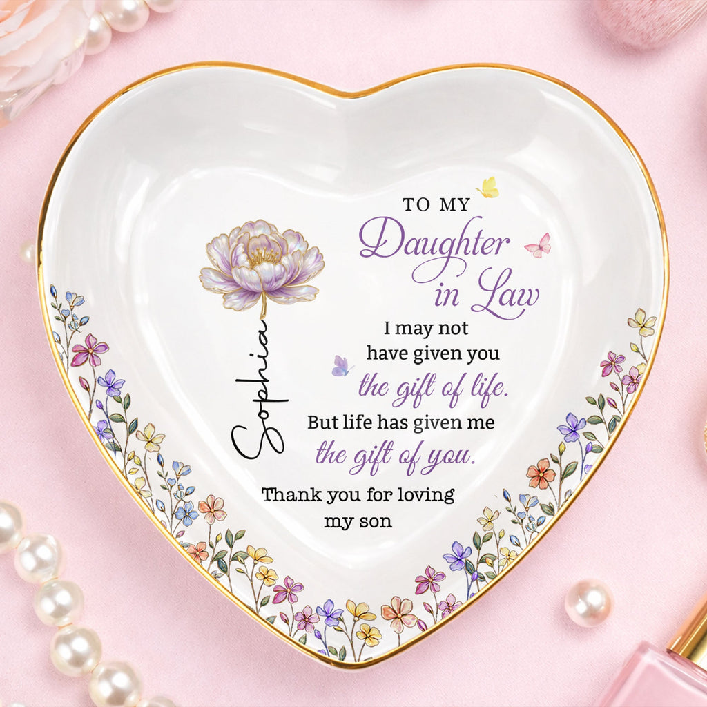 Personalized Heart Jewelry Dish Custom Name Gift for Daughter-in-Law Heart Jewelry Dish GradoCreations