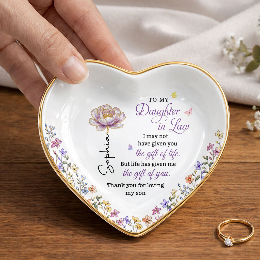 Personalized Heart Jewelry Dish Custom Name Gift for Daughter-in-Law Heart Jewelry Dish GradoCreations
