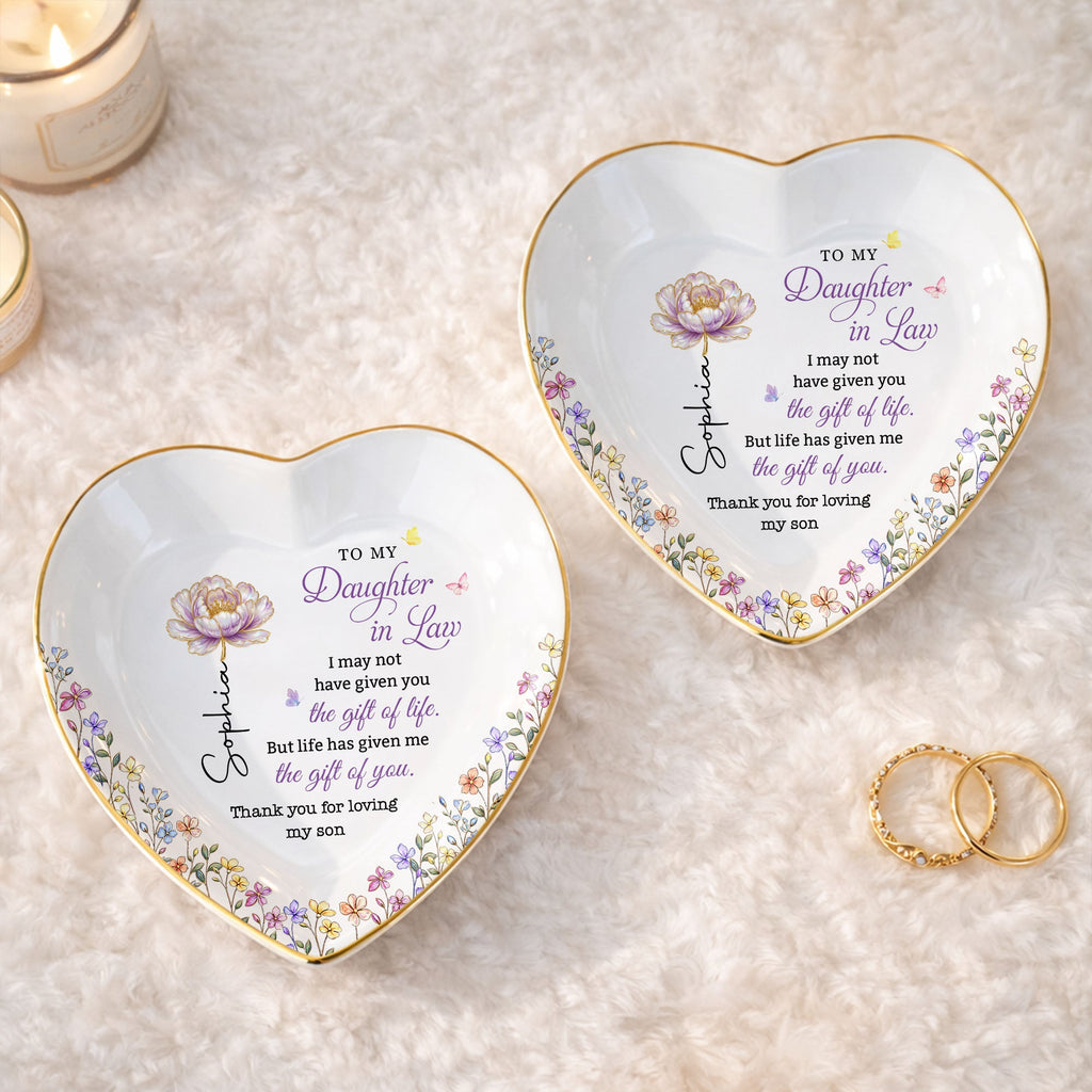 Personalized Heart Jewelry Dish Custom Name Gift for Daughter-in-Law Heart Jewelry Dish GradoCreations