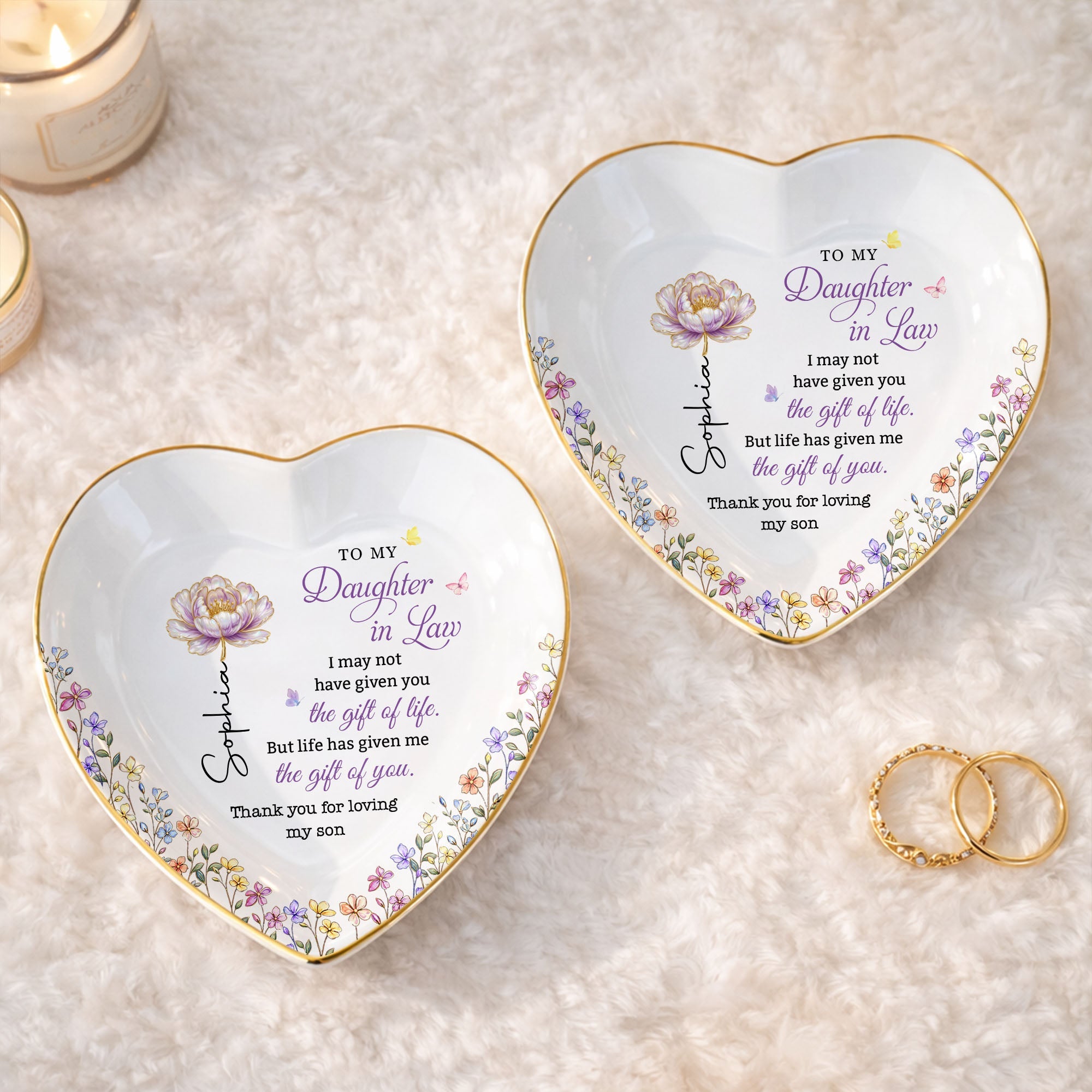 Personalized Heart Jewelry Dish Custom Name Gift for Daughter-in-Law Heart Jewelry Dish GradoCreations