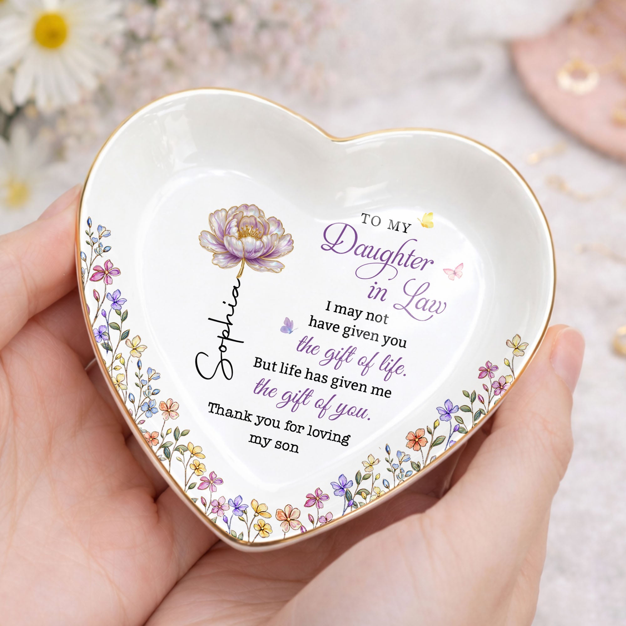 Personalized Heart Jewelry Dish Custom Name Gift for Daughter-in-Law Heart Jewelry Dish GradoCreations