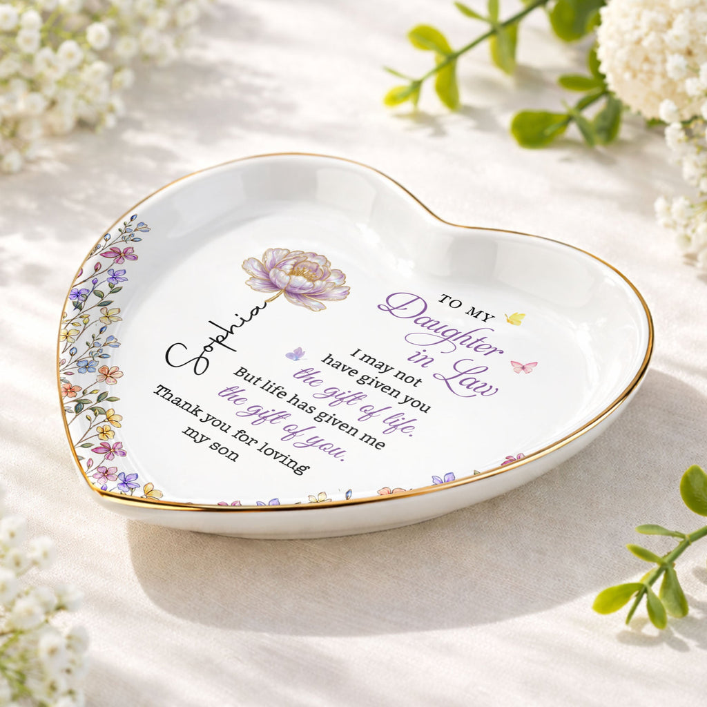 Personalized Heart Jewelry Dish Custom Name Gift for Daughter-in-Law Heart Jewelry Dish GradoCreations