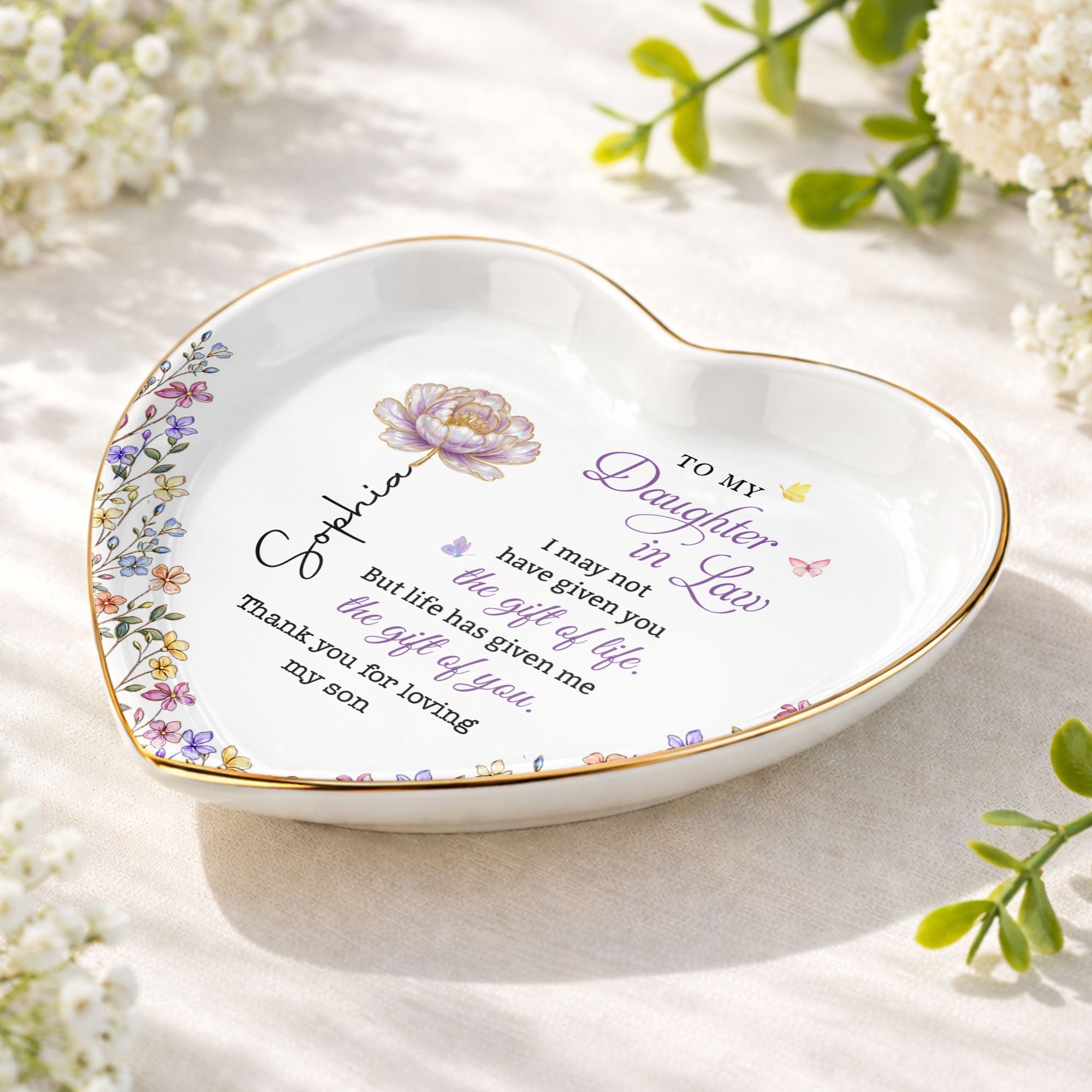 Personalized Heart Jewelry Dish Custom Name Gift for Daughter-in-Law Heart Jewelry Dish GradoCreations