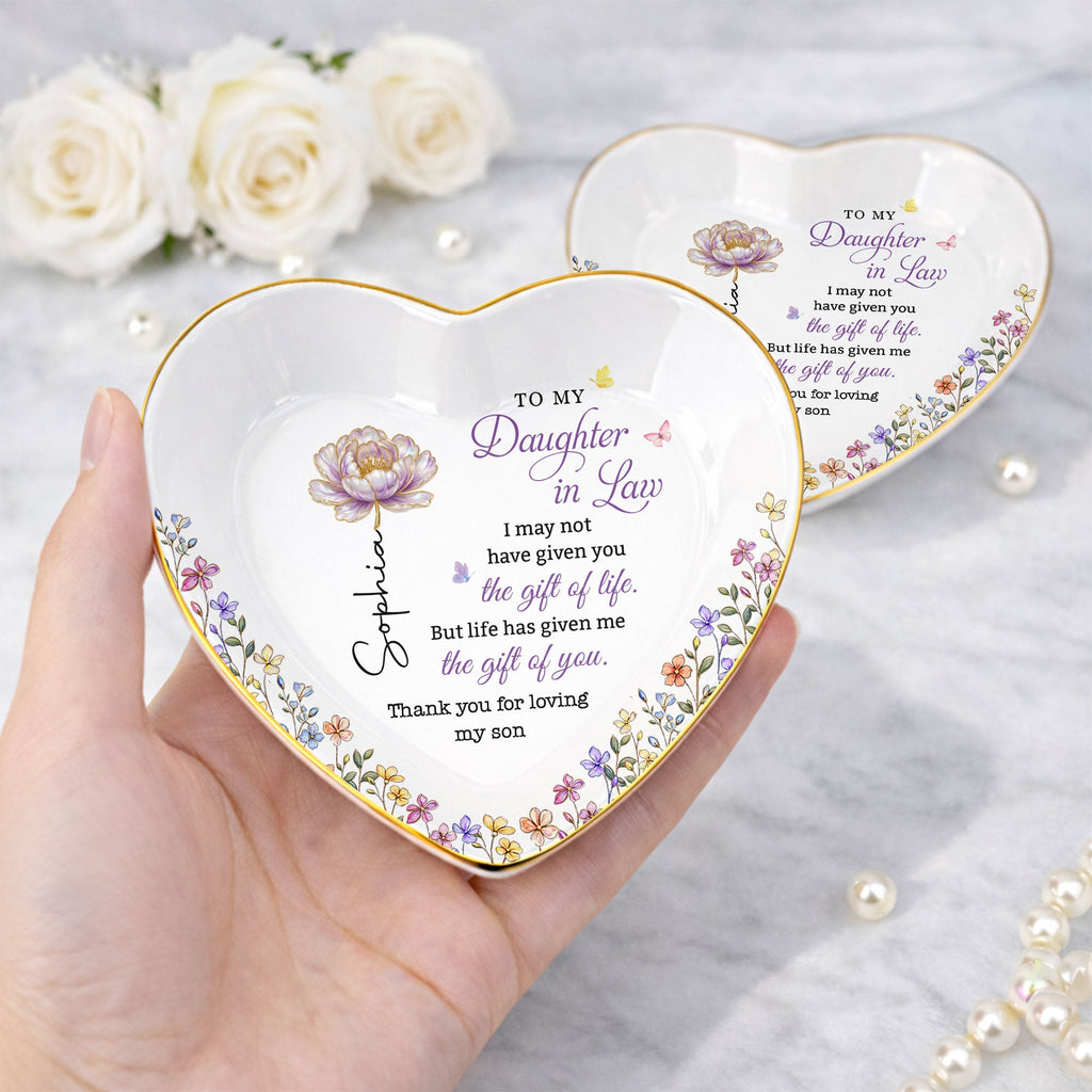 Personalized Heart Jewelry Dish Custom Name Gift for Daughter-in-Law Heart Jewelry Dish GradoCreations